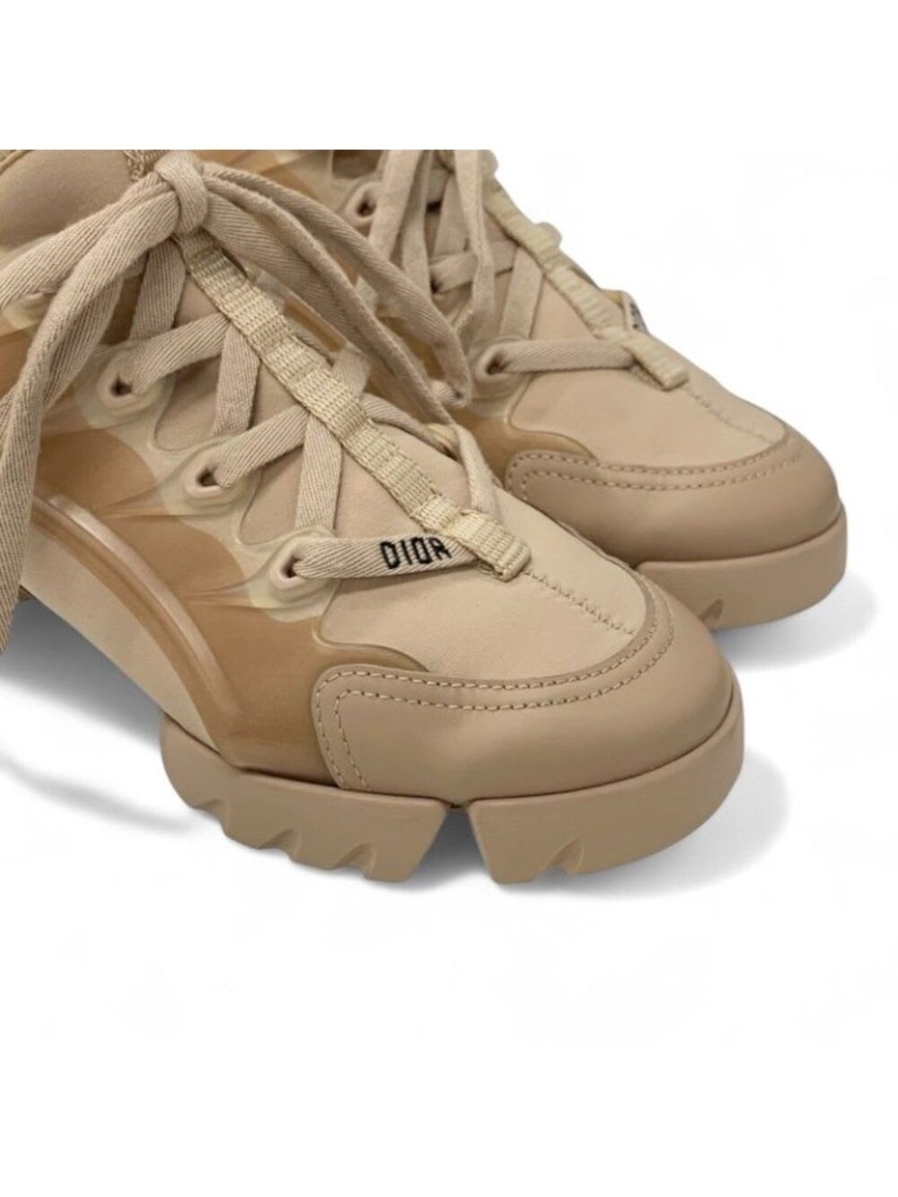 Christian Dior D-connect Sneakers Shoes Rubber Fabric Leather Pink Beige Logo - Picture 11 of 11